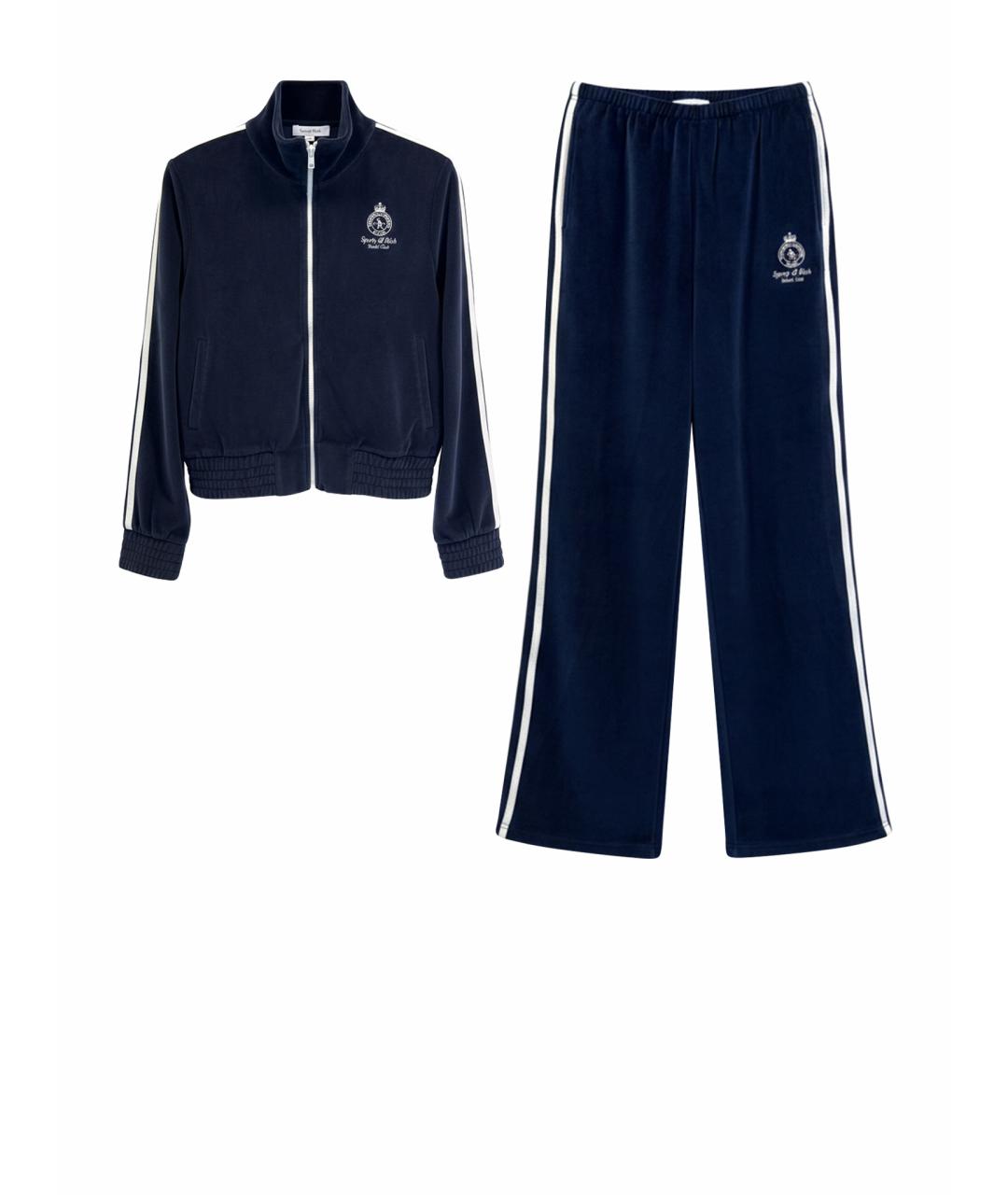 SPORTY AND RICH Темно-синий велюровый спортивные костюмы, фото 1