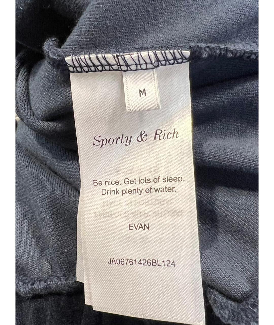 SPORTY AND RICH Темно-синий велюровый спортивные костюмы, фото 6