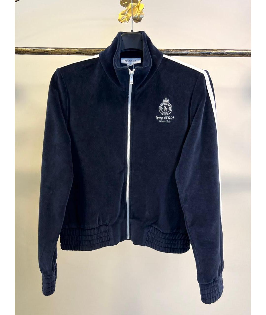 SPORTY AND RICH Темно-синий велюровый спортивные костюмы, фото 2