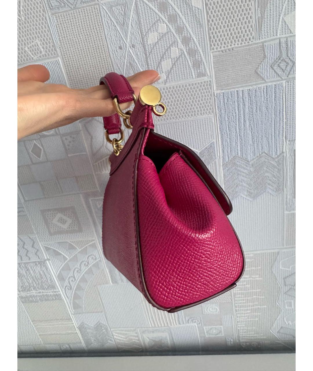 DOLCE&GABBANA Фуксия кожаная сумка через плечо, фото 4