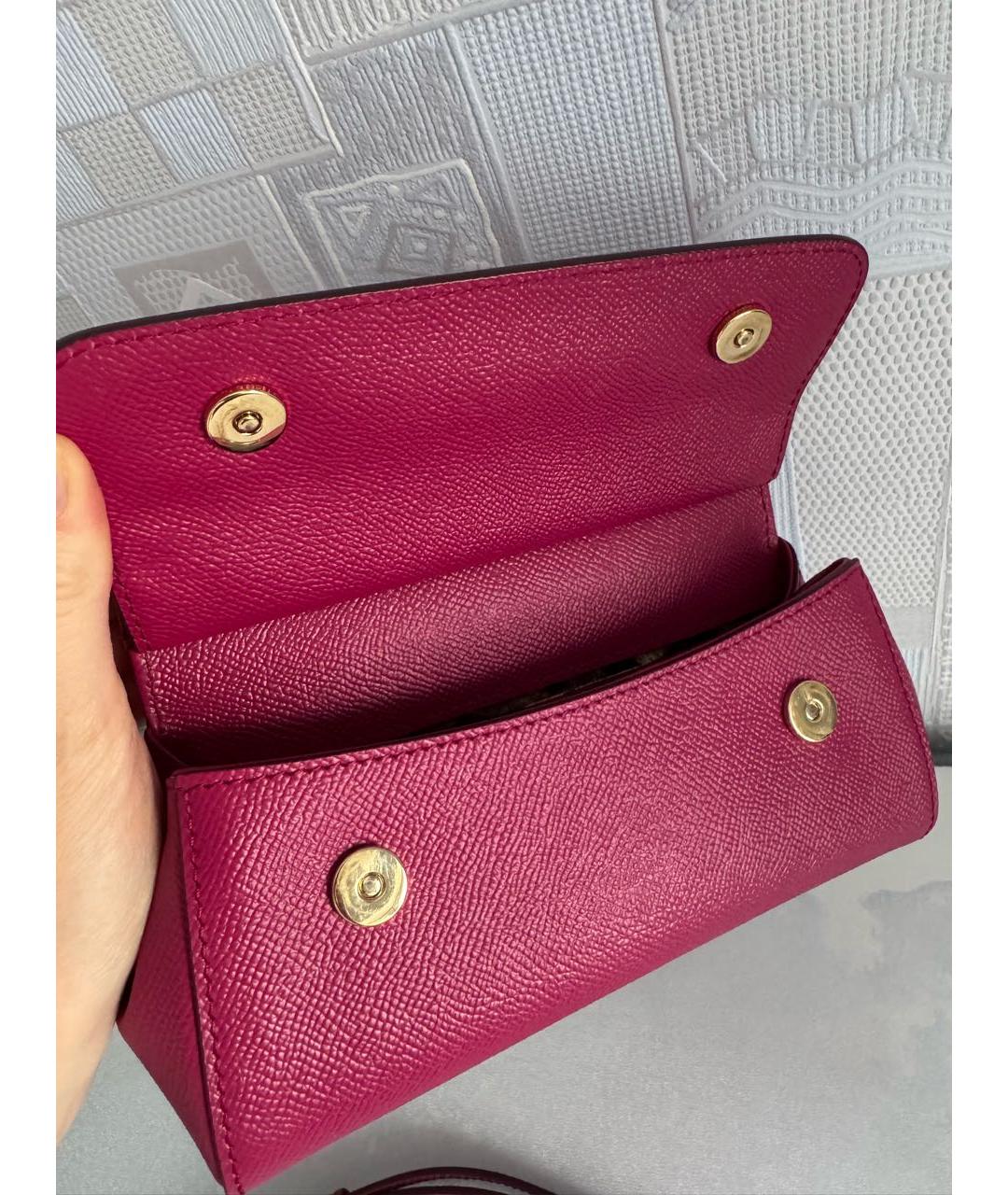 DOLCE&GABBANA Фуксия кожаная сумка через плечо, фото 5