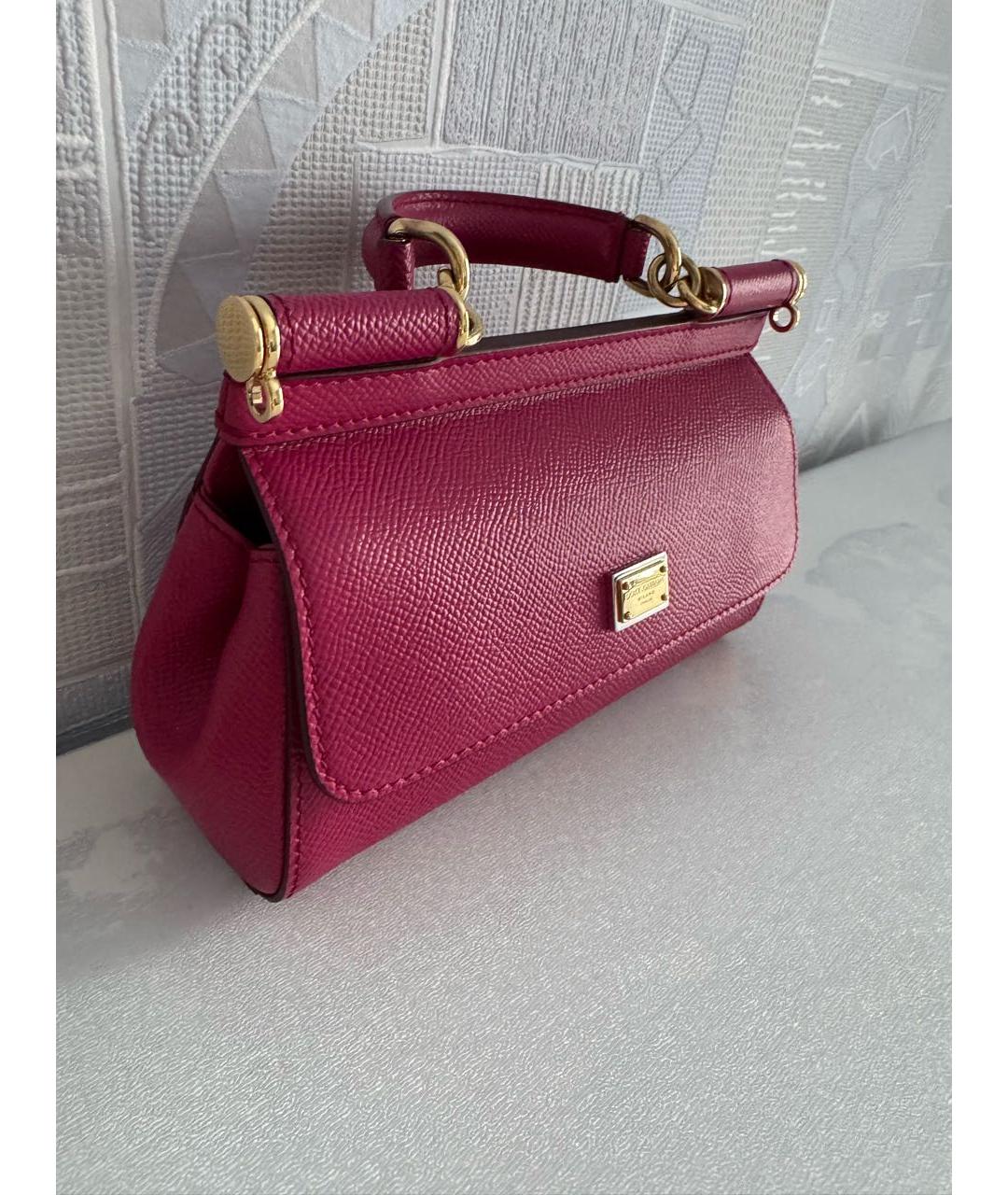 DOLCE&GABBANA Фуксия кожаная сумка через плечо, фото 2
