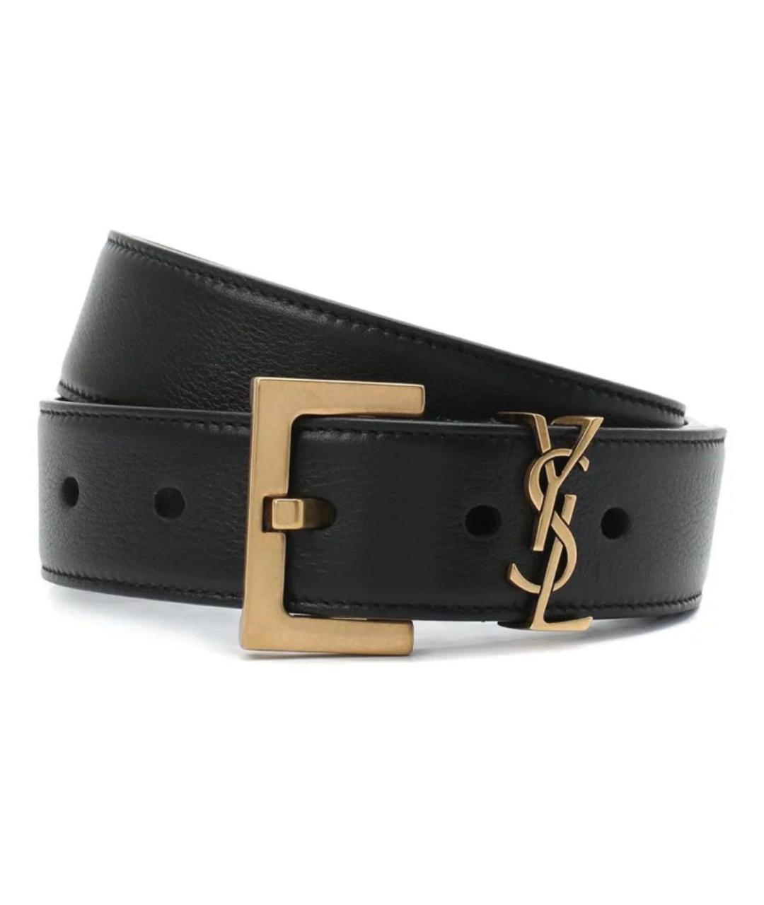 SAINT LAURENT Черный кожаный ремень, фото 1