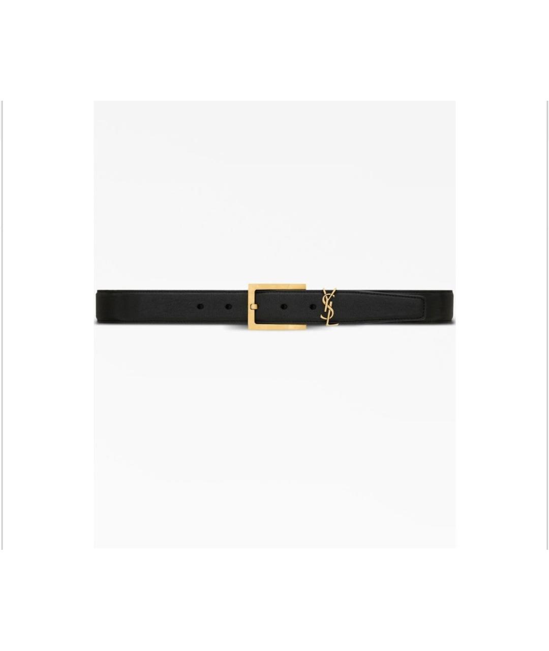 SAINT LAURENT Черный кожаный ремень, фото 3