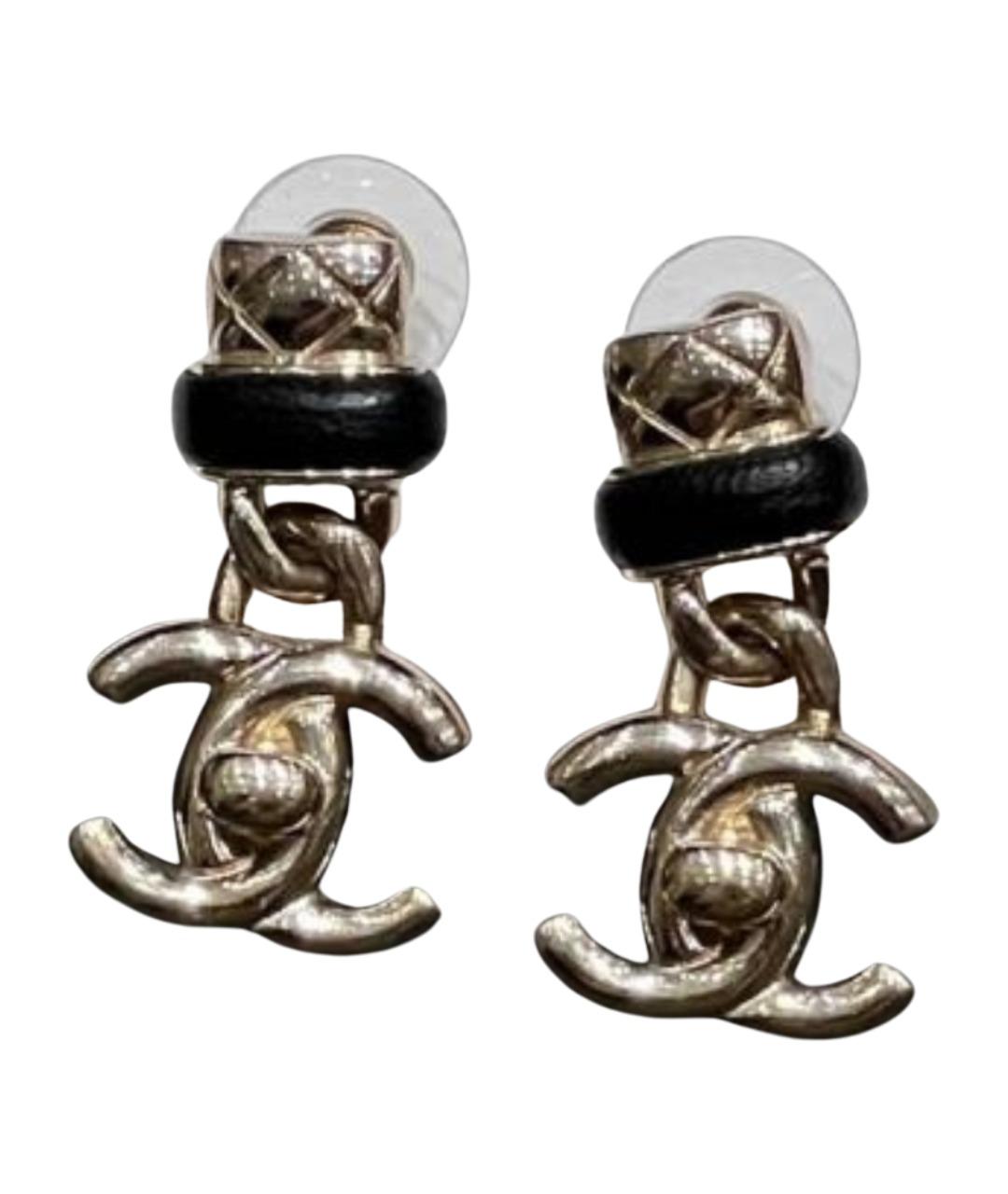 CHANEL Золотые металлические серьги, фото 1