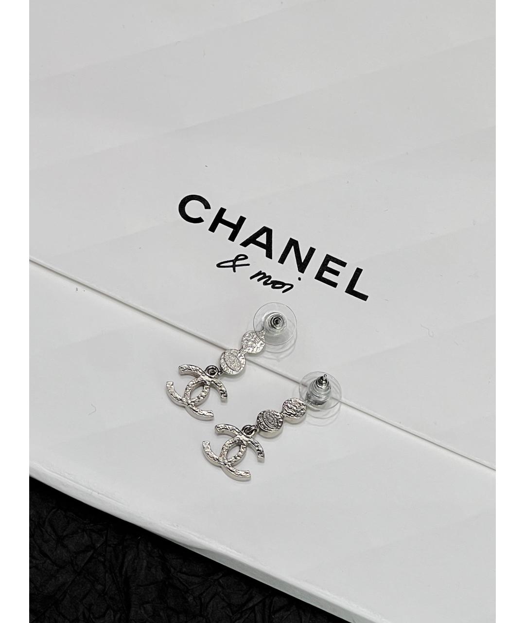 CHANEL Серебряные металлические серьги, фото 2