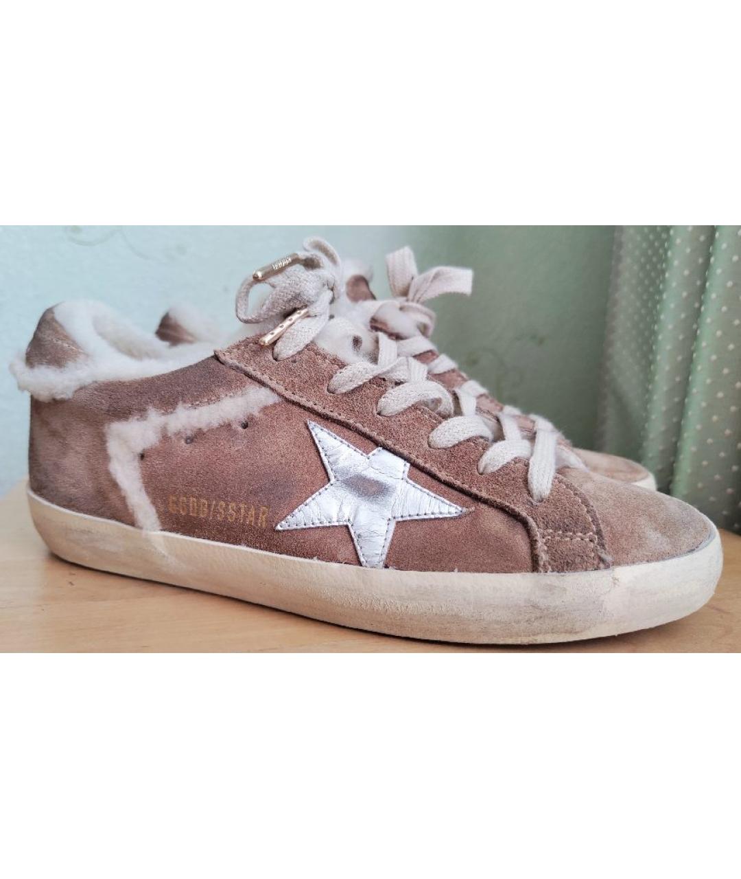 GOLDEN GOOSE DELUXE BRAND Бежевые замшевые кеды, фото 6