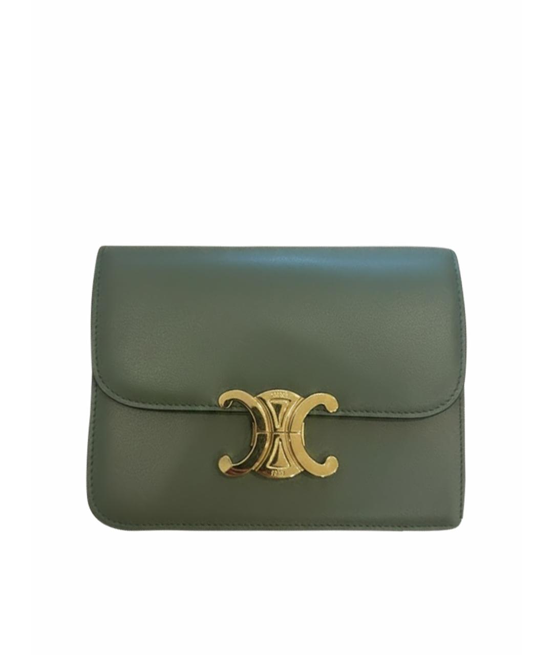 CELINE Зеленая кожаная сумка через плечо, фото 1