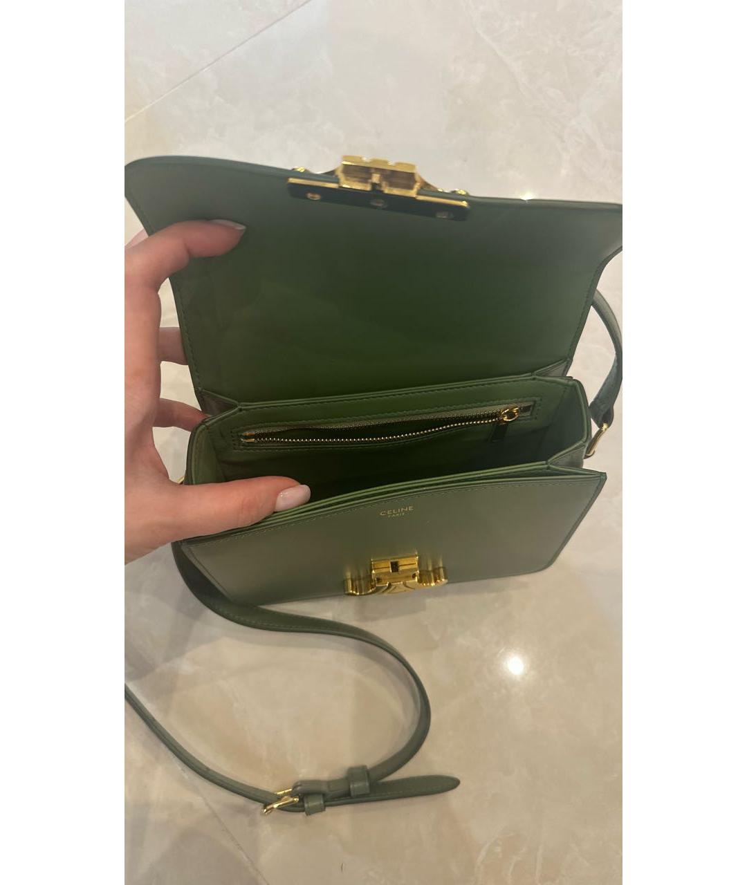 CELINE Зеленая кожаная сумка через плечо, фото 3