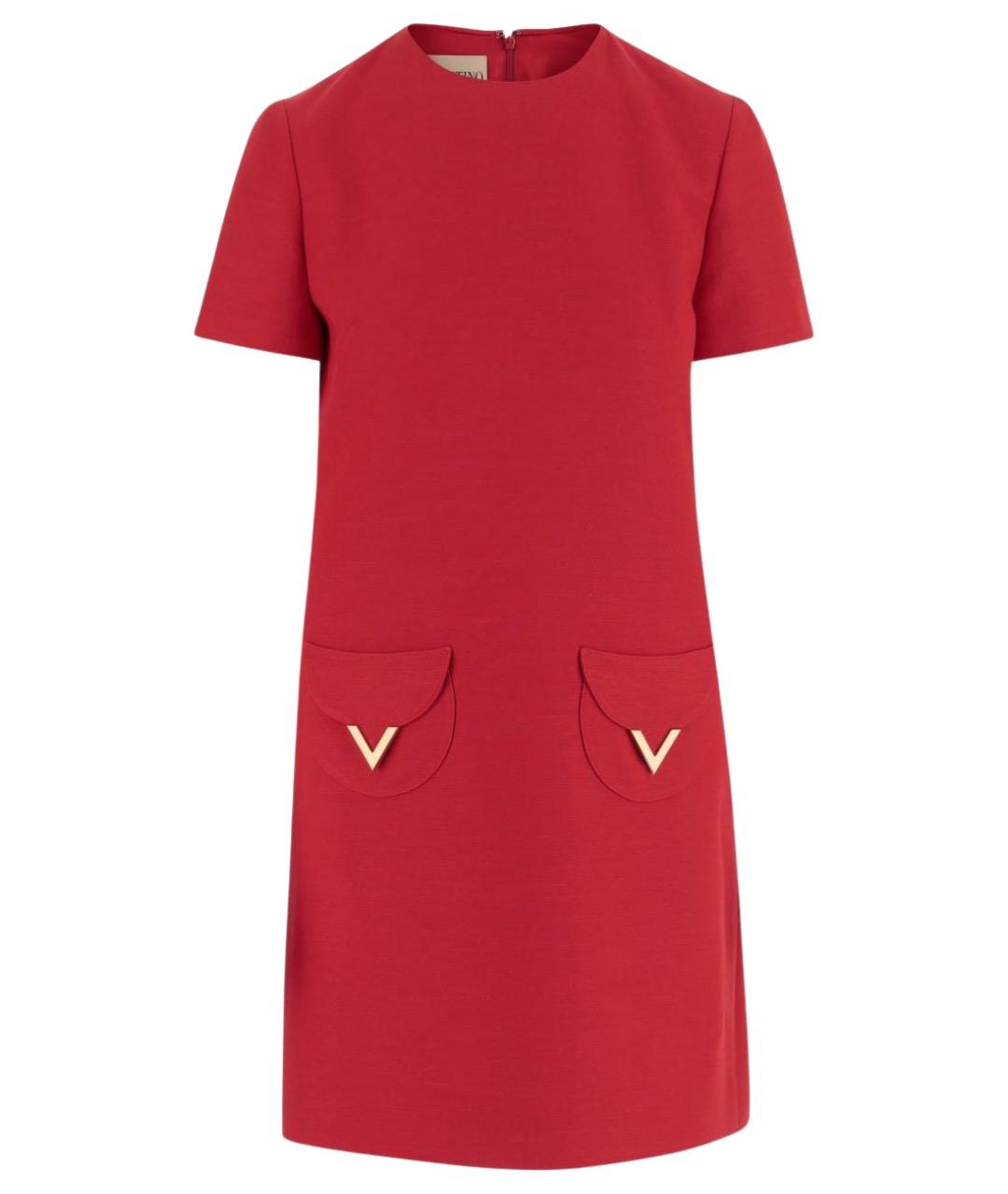 VALENTINO Красное шерстяное повседневное платье, фото 1