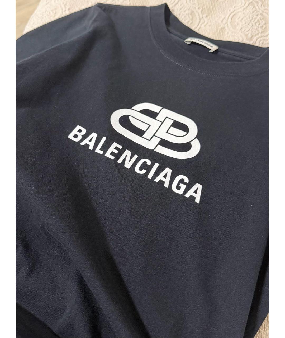 BALENCIAGA Черная хлопковая футболка, фото 3