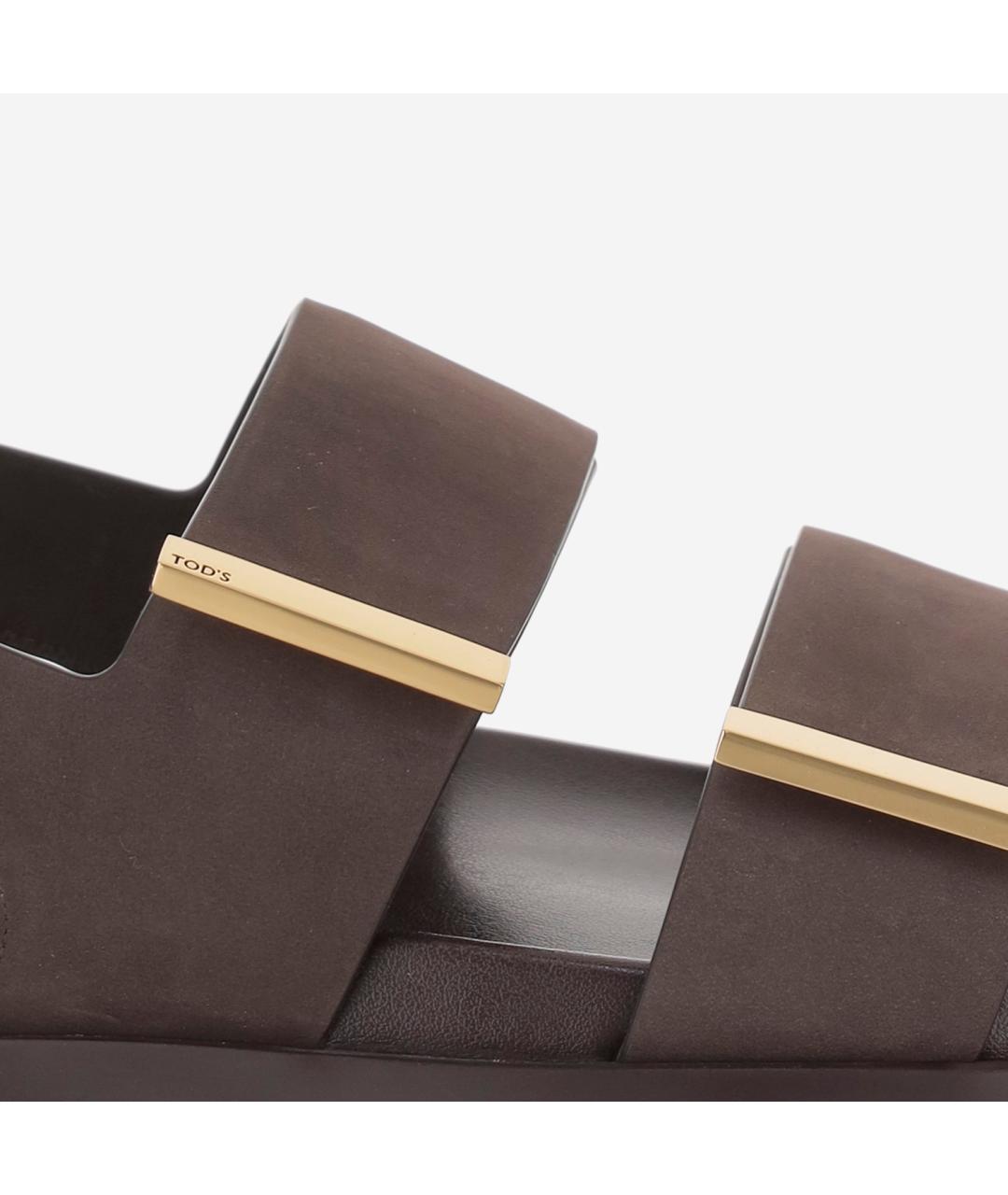 TOD'S Коричневые кожаные сандалии, фото 5