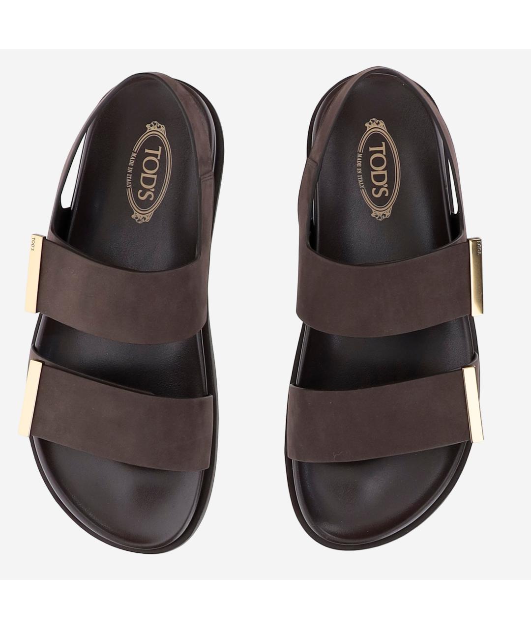 TOD'S Коричневые кожаные сандалии, фото 2