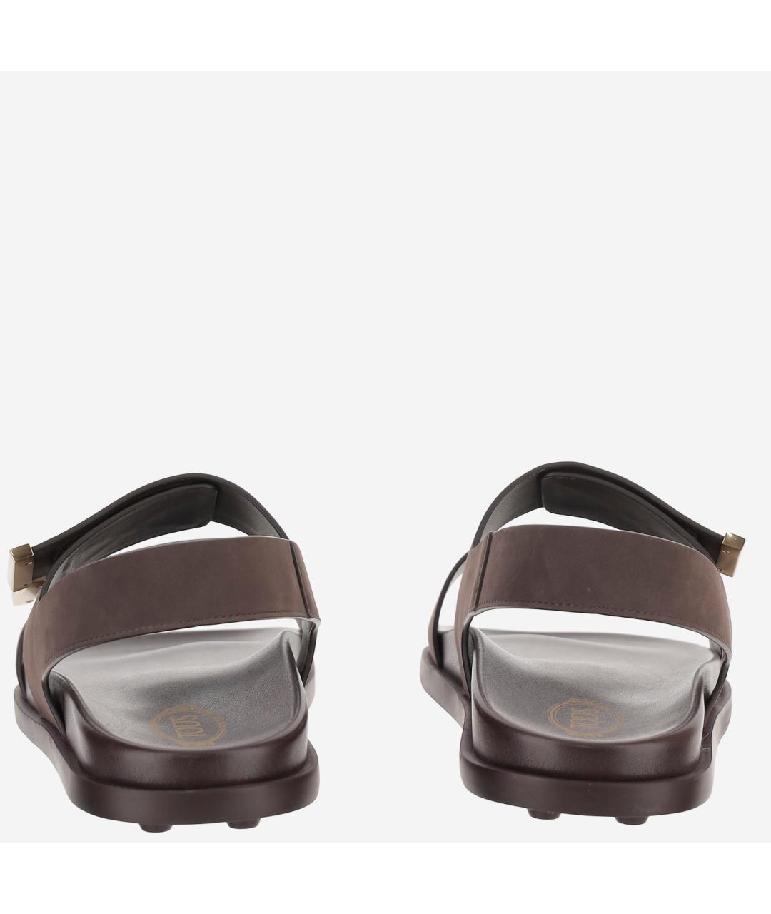 TOD'S Коричневые кожаные сандалии, фото 4