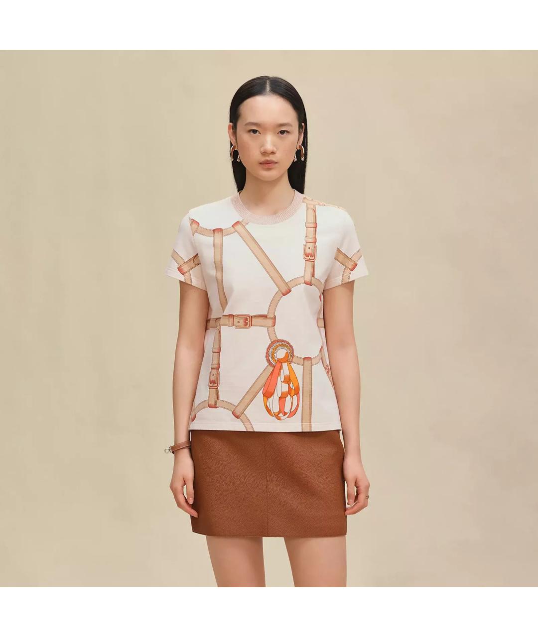 HERMES Белая хлопковая футболка, фото 6