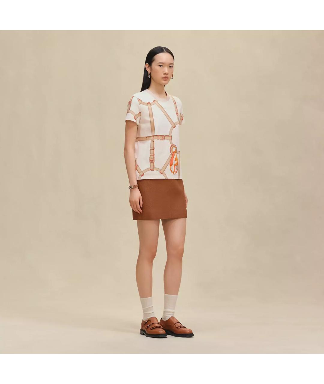 HERMES Белая хлопковая футболка, фото 2