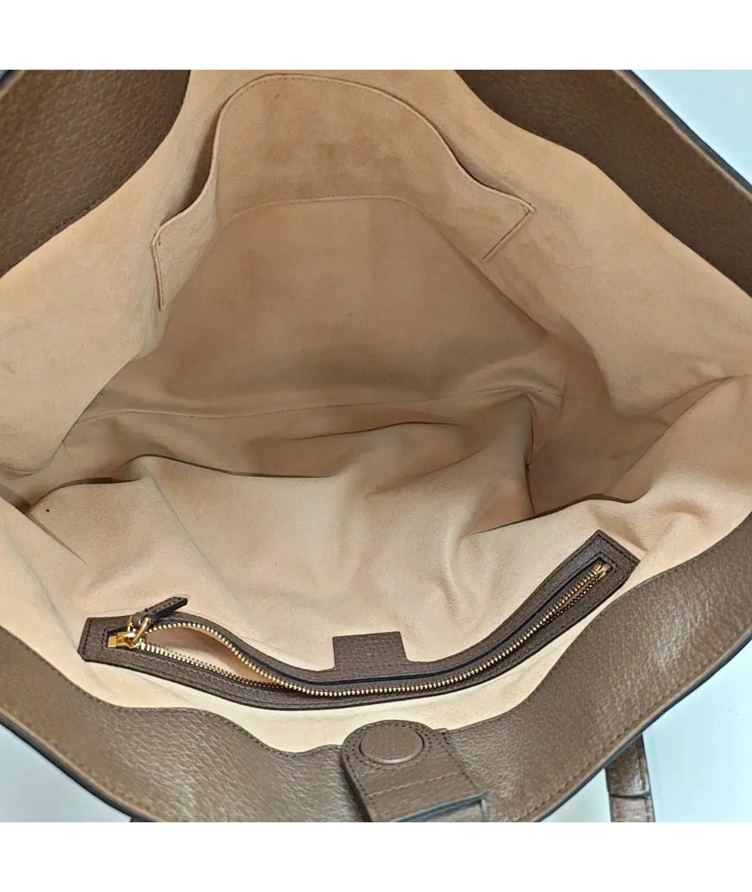 GUCCI Коричневая кожаная сумка тоут, фото 5