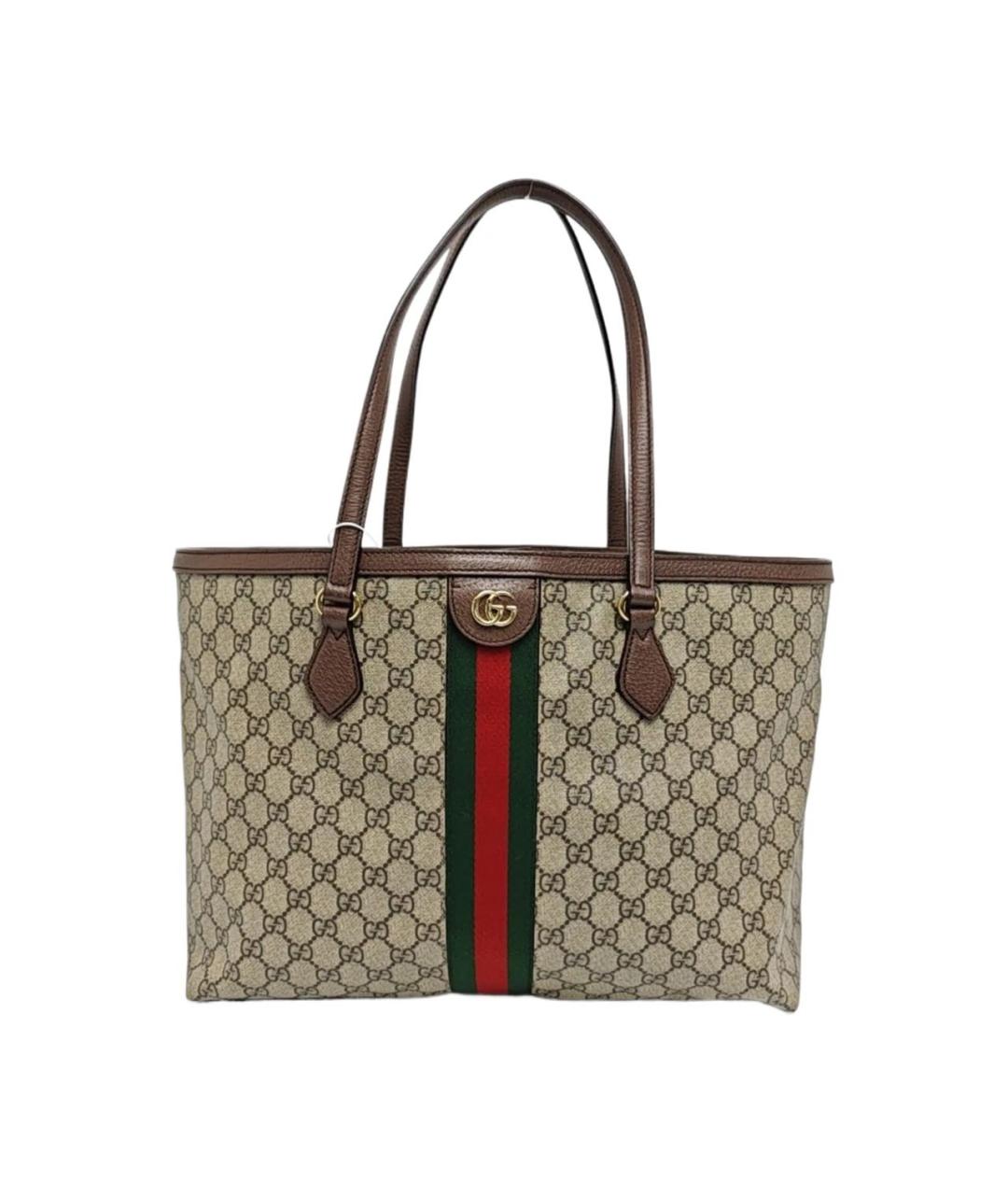 GUCCI Коричневая кожаная сумка тоут, фото 1