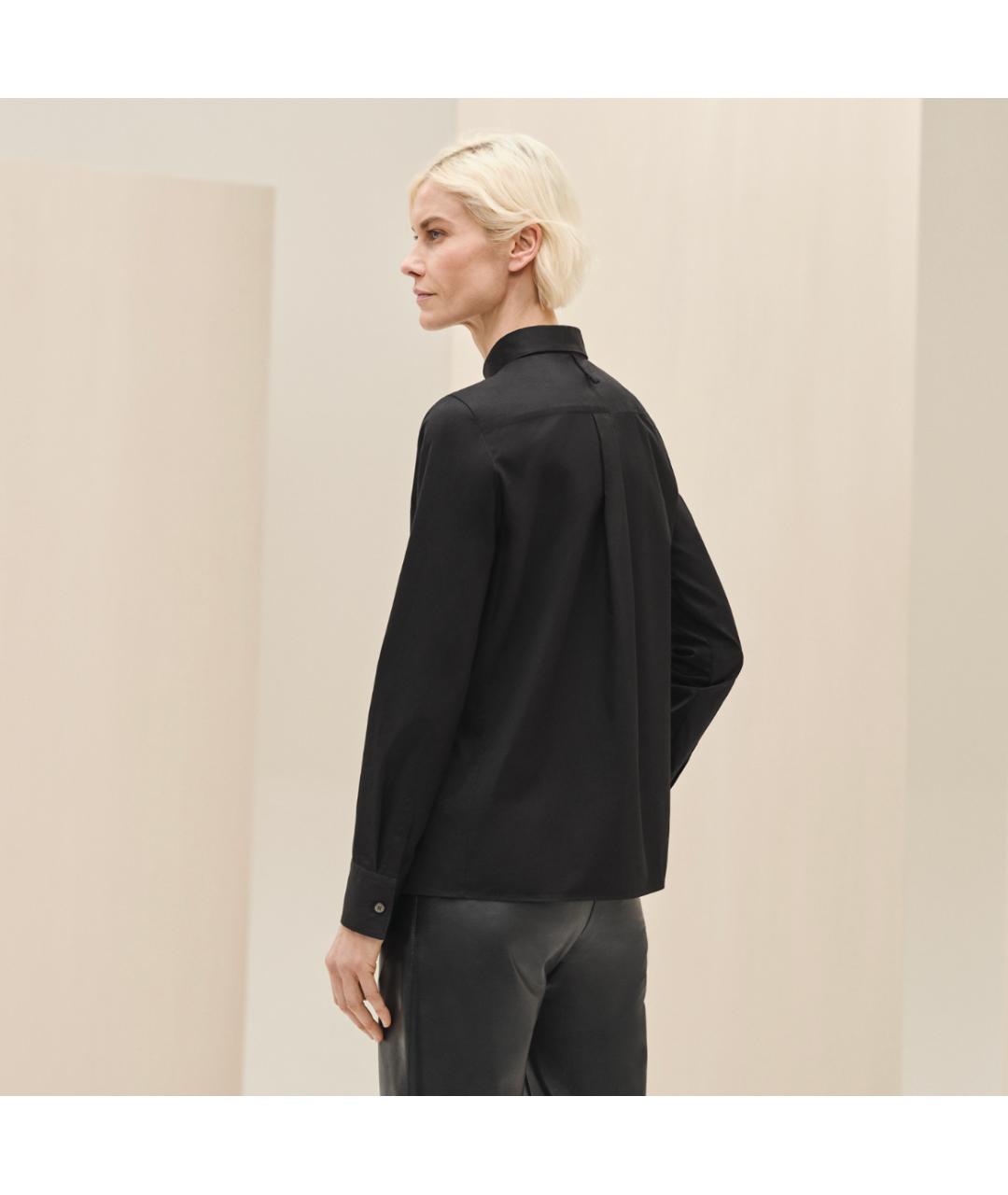 HERMES Черная хлопковая рубашка, фото 3