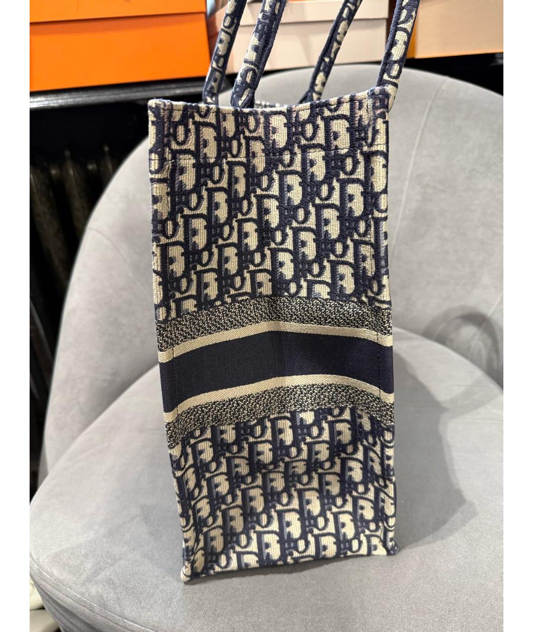 CHRISTIAN DIOR Темно-синяя тканевая сумка тоут, фото 7