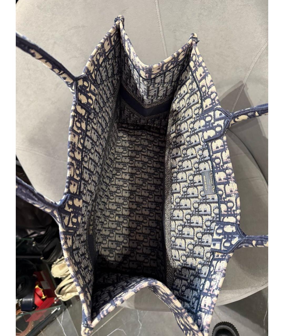 CHRISTIAN DIOR Темно-синяя тканевая сумка тоут, фото 4