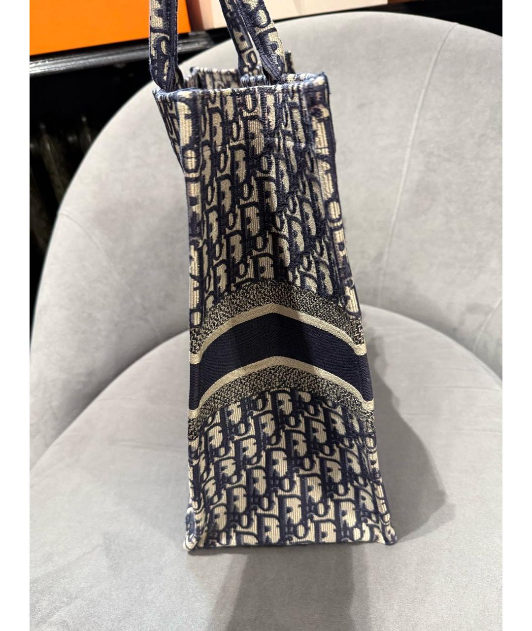 CHRISTIAN DIOR Темно-синяя тканевая сумка тоут, фото 8