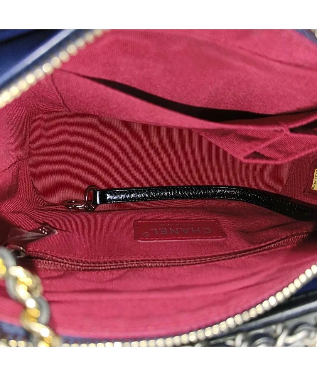 CHANEL Темно-синяя кожаная сумка через плечо, фото 6