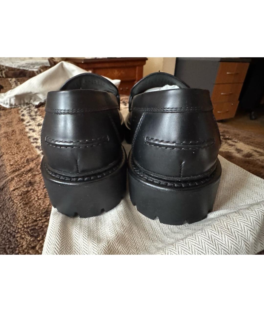 HERMES Черные кожаные лоферы, фото 5