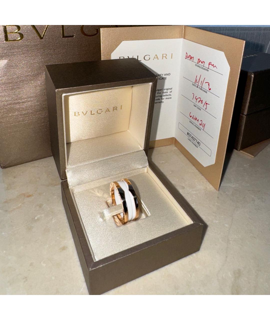 BVLGARI Белое кольцо из розового золота, фото 3