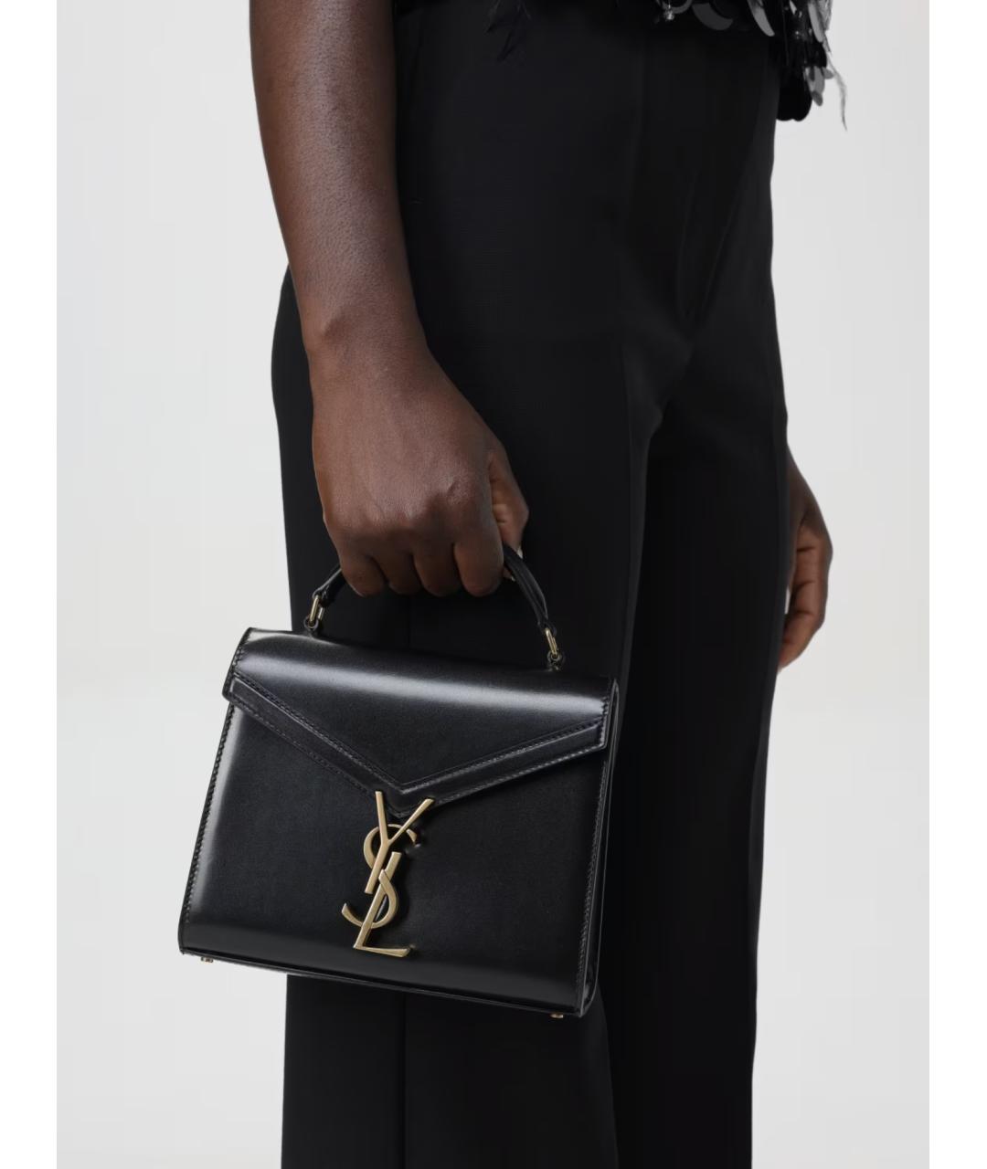 SAINT LAURENT Черная кожаная сумка с короткими ручками, фото 5