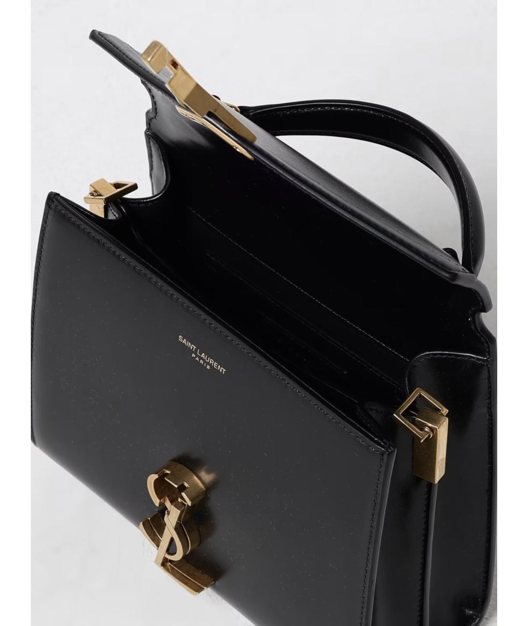 SAINT LAURENT Черная кожаная сумка с короткими ручками, фото 2