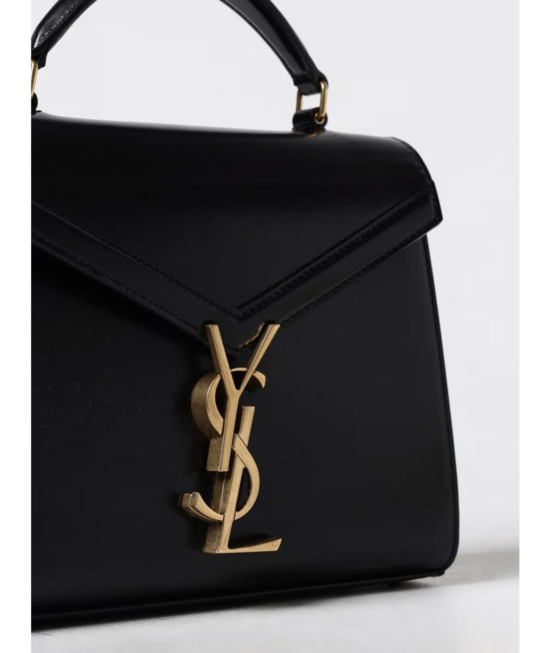 SAINT LAURENT Черная кожаная сумка с короткими ручками, фото 4