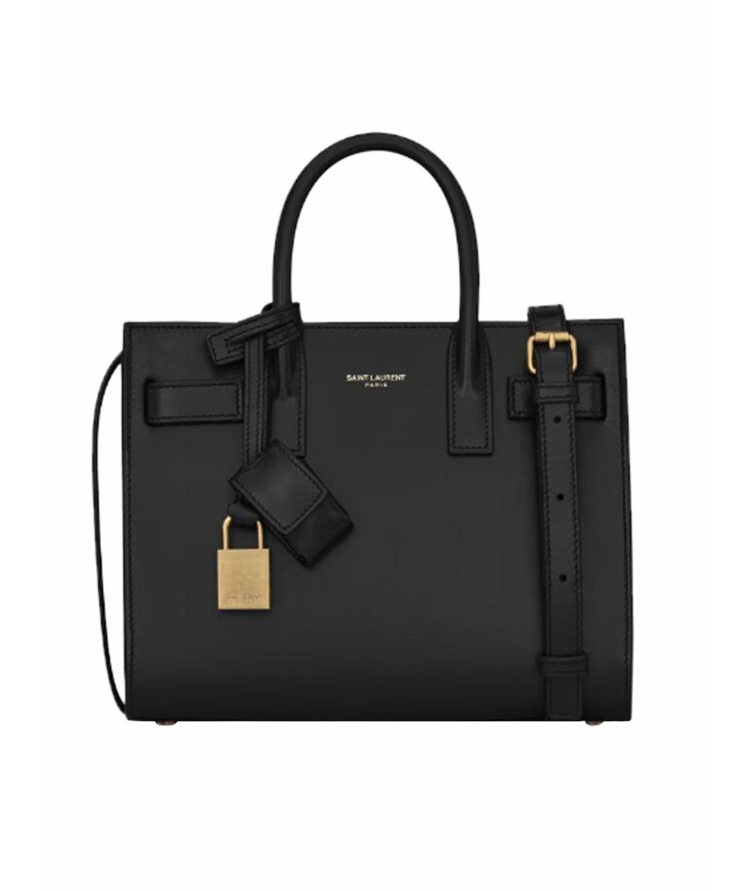 SAINT LAURENT Черная кожаная сумка с короткими ручками, фото 1