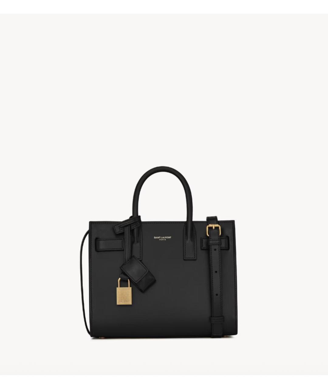 SAINT LAURENT Черная кожаная сумка с короткими ручками, фото 5