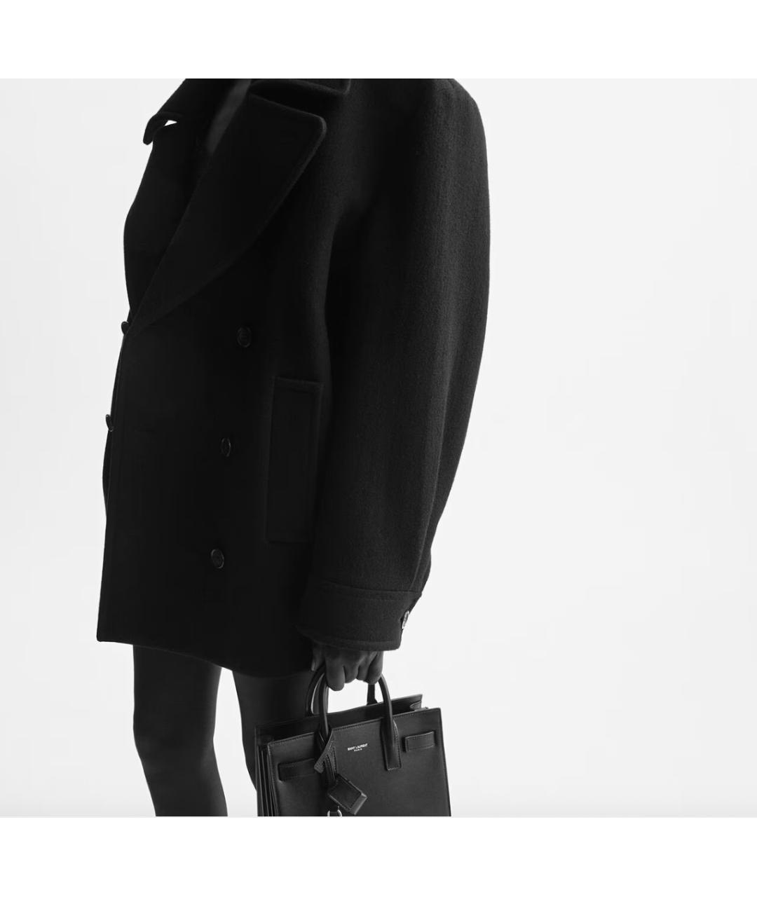 SAINT LAURENT Черная кожаная сумка с короткими ручками, фото 2