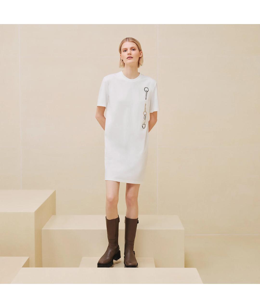 HERMES Белое хлопковое повседневное платье, фото 2