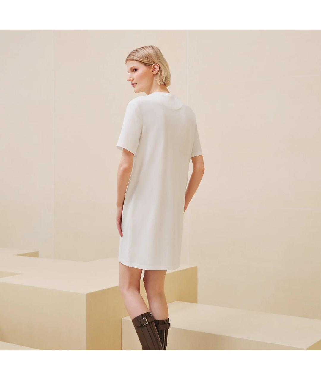 HERMES Белое хлопковое повседневное платье, фото 3