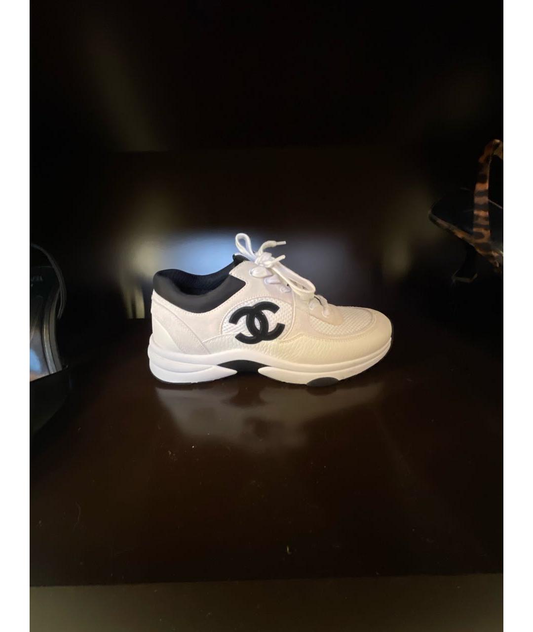 CHANEL Белые кожаные кроссовки, фото 8
