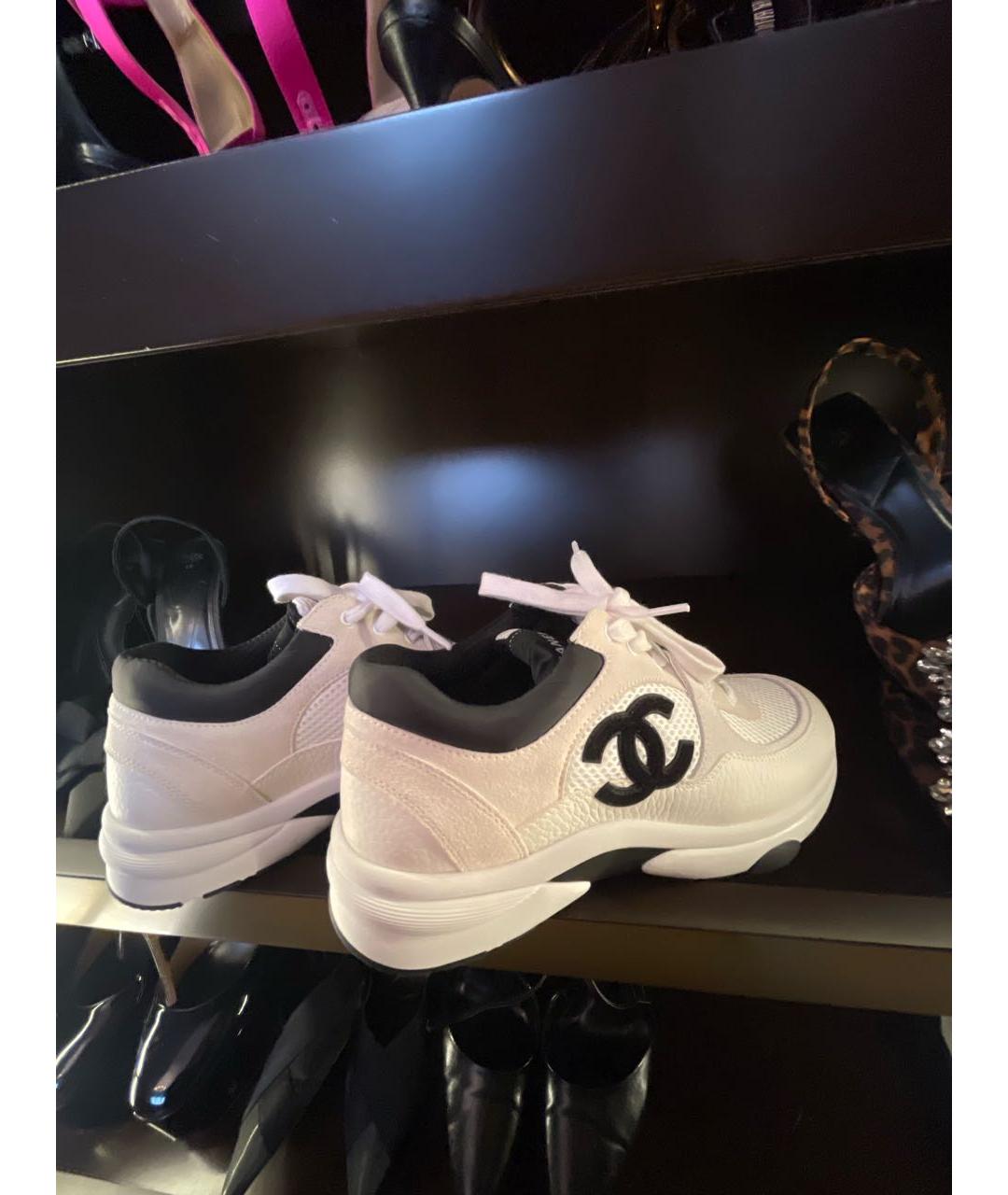 CHANEL Белые кожаные кроссовки, фото 5