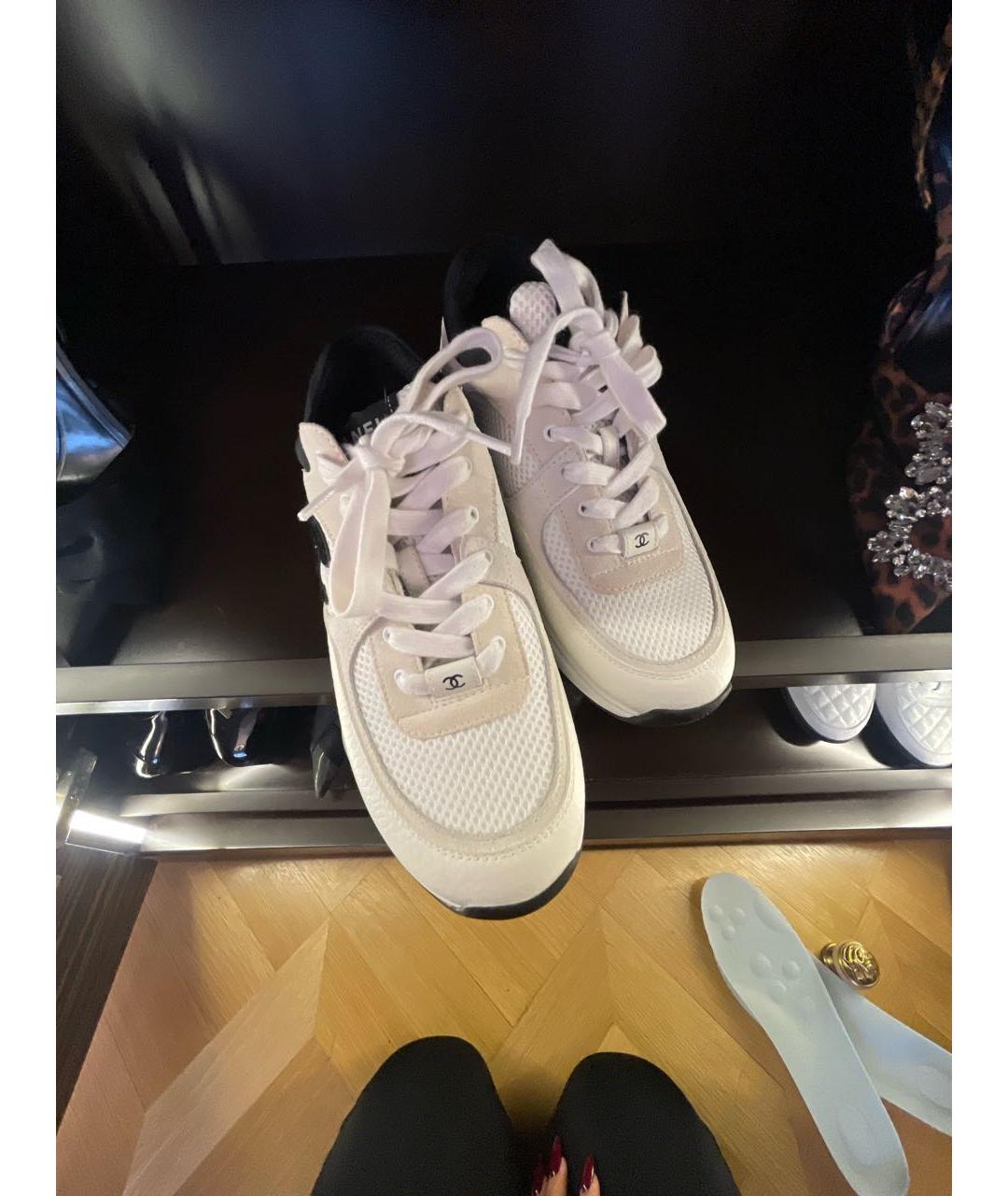 CHANEL Белые кожаные кроссовки, фото 6
