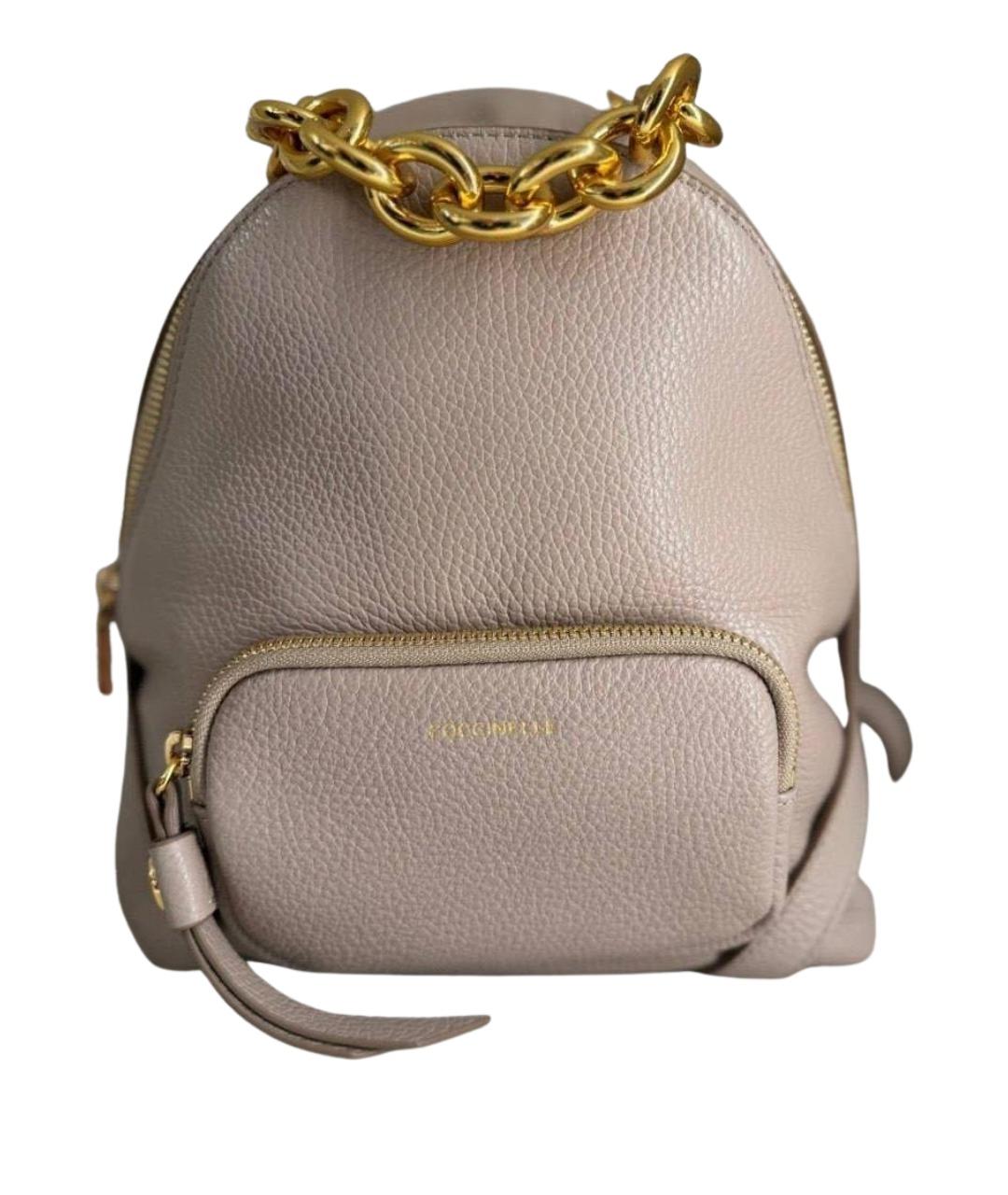 COCCINELLE Бежевый кожаный рюкзак, фото 1