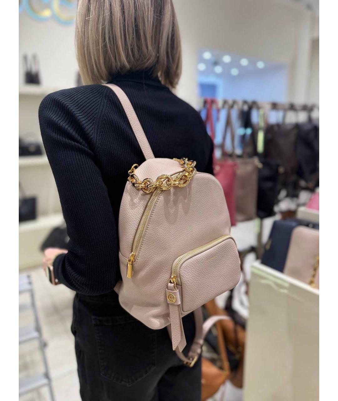 COCCINELLE Бежевый кожаный рюкзак, фото 3