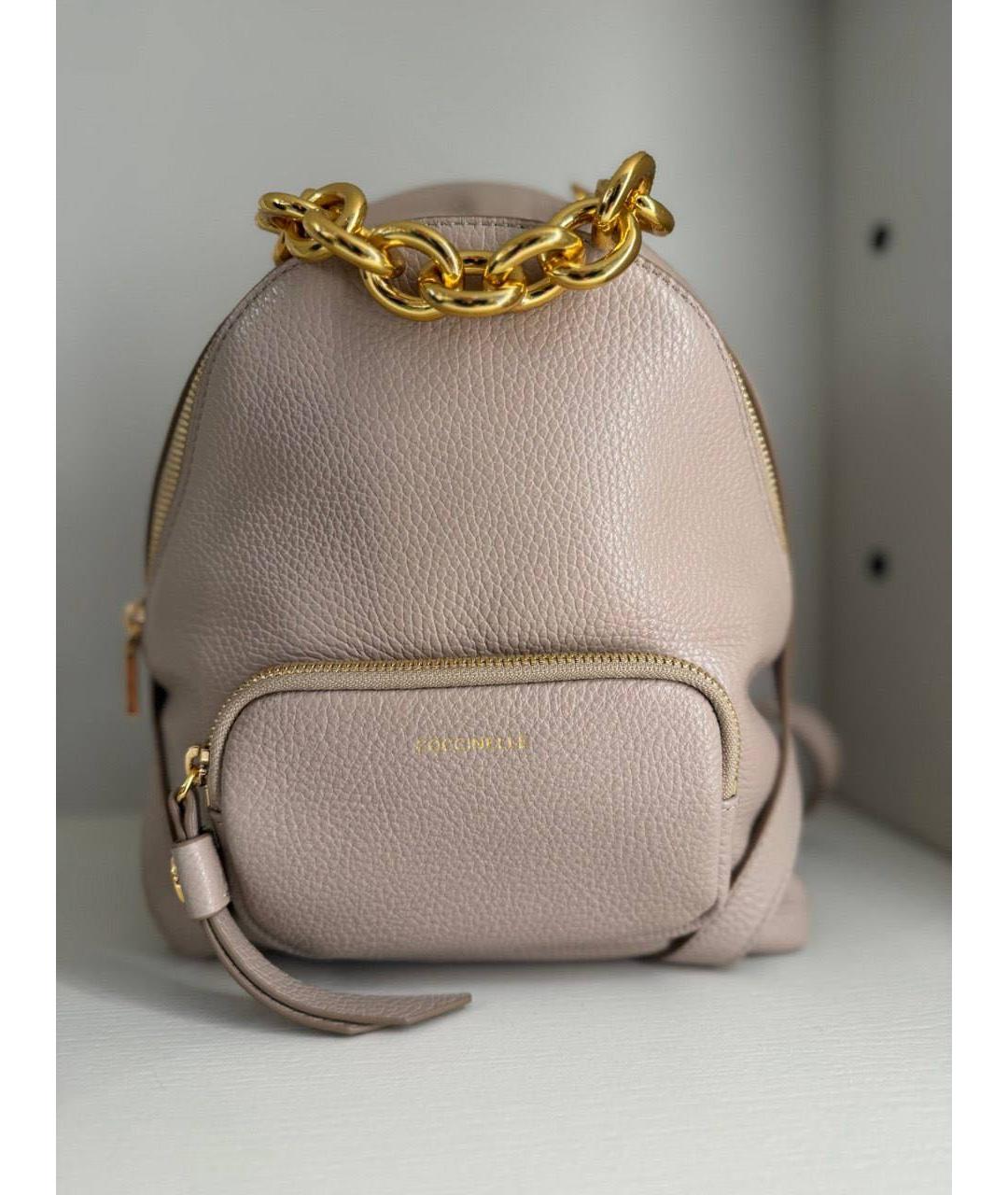 COCCINELLE Бежевый кожаный рюкзак, фото 4