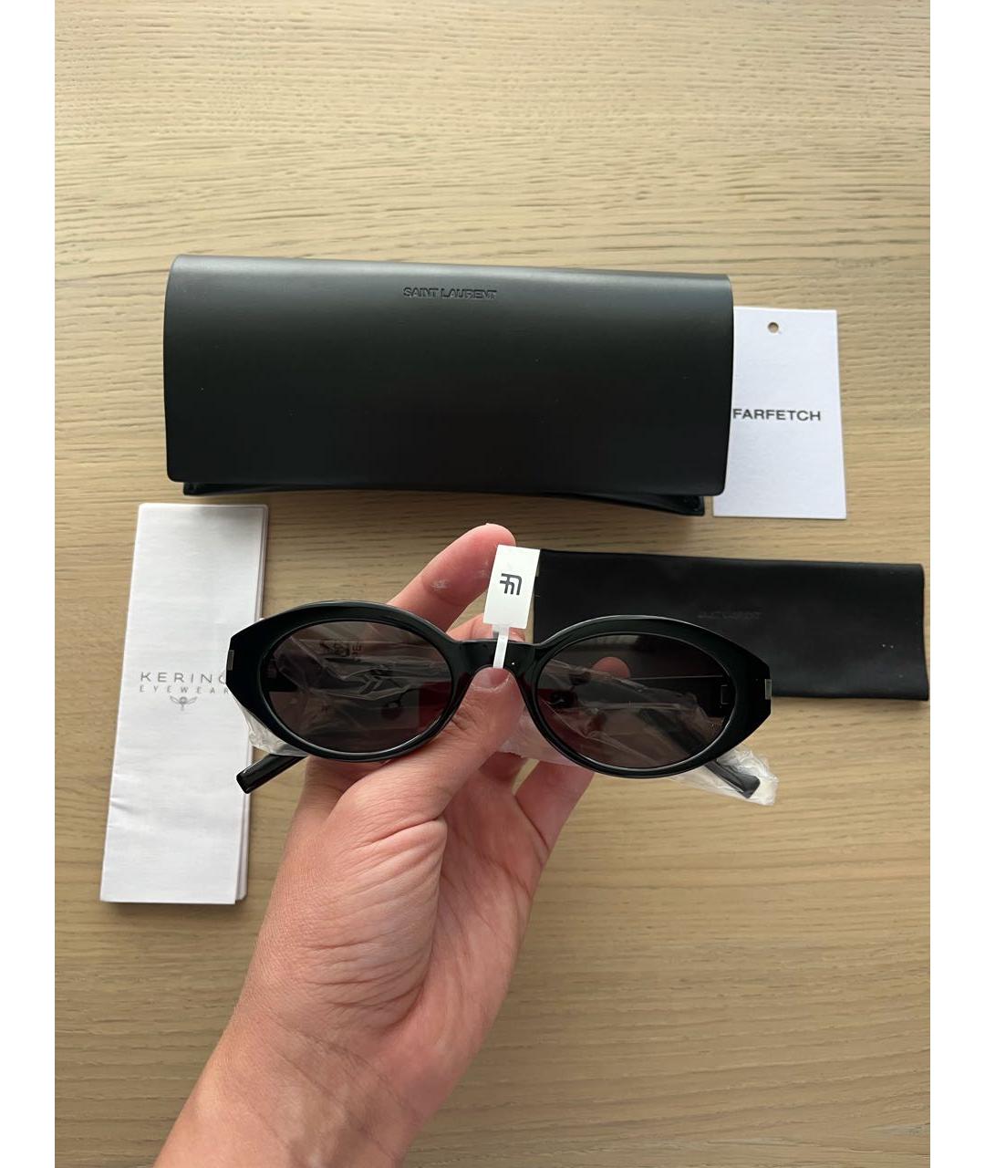 SAINT LAURENT Черные пластиковые солнцезащитные очки, фото 4