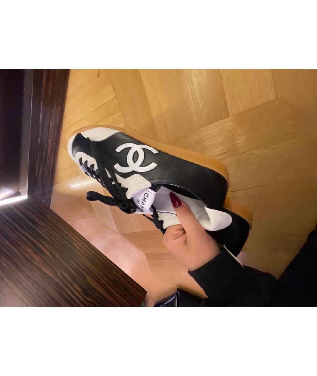 CHANEL Черные кожаные кеды, фото 6