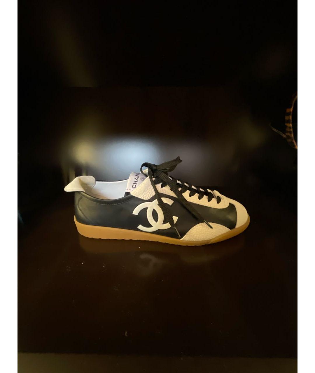 CHANEL Черные кожаные кеды, фото 7