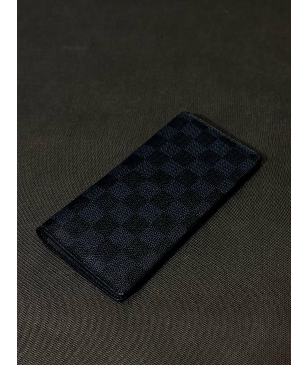 LOUIS VUITTON Черный кожаный кошелек, фото 3