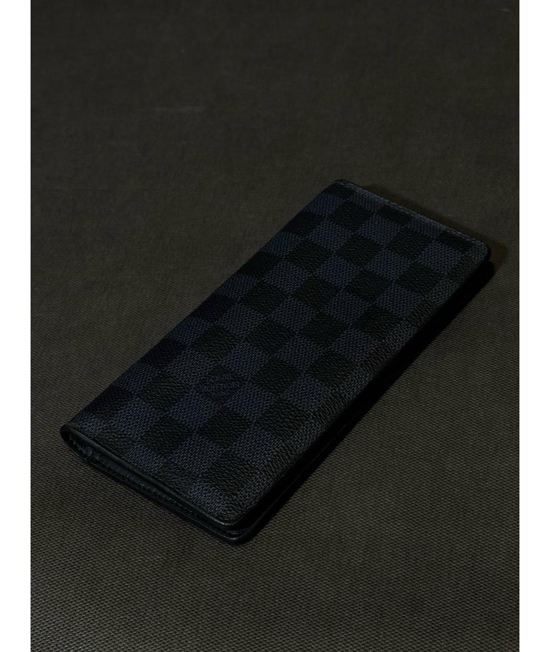 LOUIS VUITTON Черный кожаный кошелек, фото 2