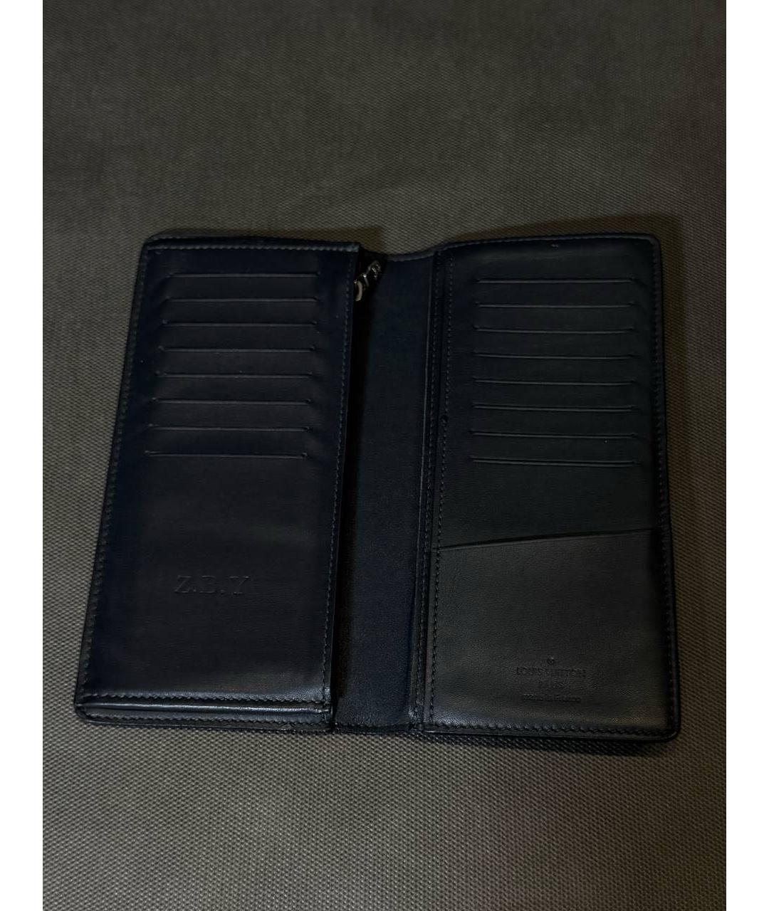 LOUIS VUITTON Черный кожаный кошелек, фото 4