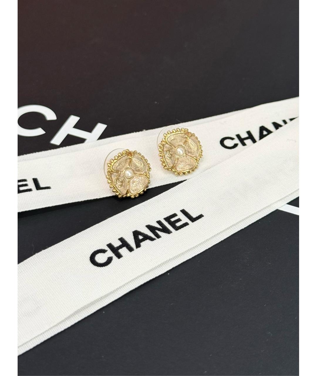CHANEL Золотые металлические серьги, фото 3